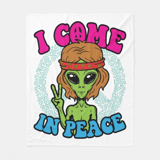 Hippie Alien ik kom in vredestippy vredesbord Fleece Deken (Voorkant)