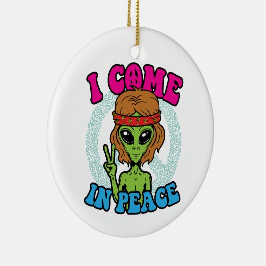 Hippie Alien ik kom in vredestippy vredesbord Keramisch Ornament (Rechts)