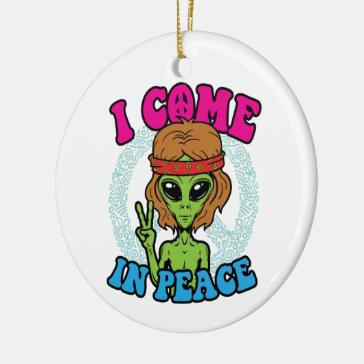Hippie Alien ik kom in vredestippy vredesbord Keramisch Ornament (Links)