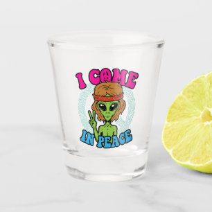 Hippie Alien ik kom in vredestippy vredesbord Shot Glas