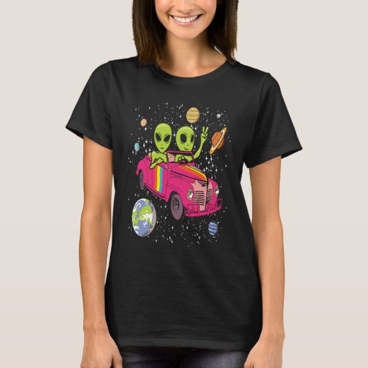 Hippie Alien Space Car  Techno EDM Minimal Spacesh T-shirt (Voorkant)