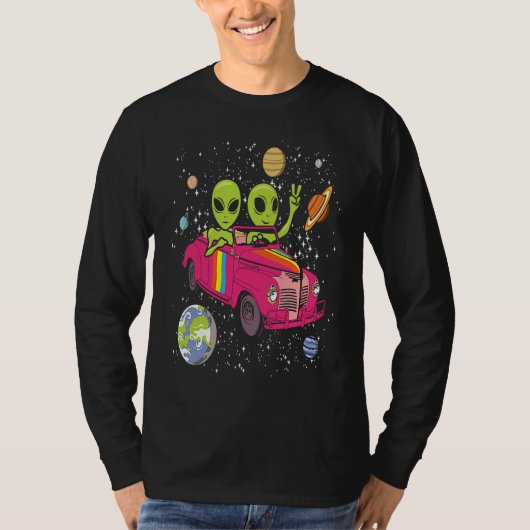 Hippie Alien Space Car  Techno EDM Minimal Spacesh T-shirt (Voorkant)