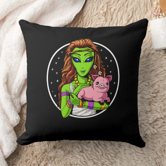Hippie Alien Vegan Girl Kussen (Deken)
