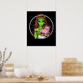 Hippie Alien Vegan Girl Poster (Keuken)