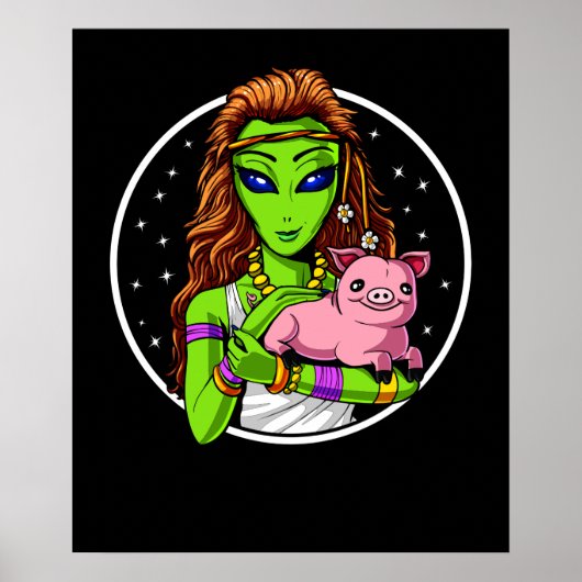 Hippie Alien Vegan Girl Poster (Voorkant)