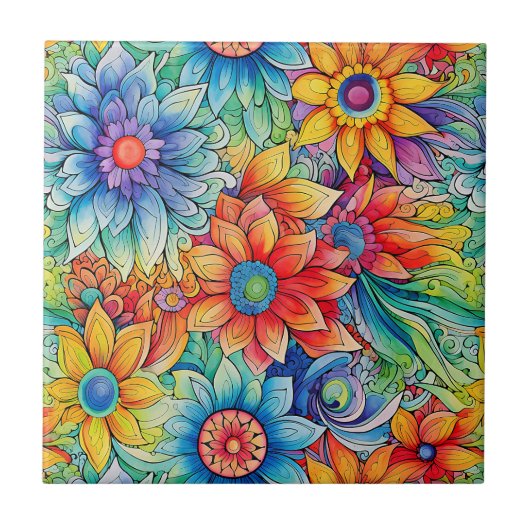 Hippie Art Keramische Tegel Tegeltje (Voorkant)