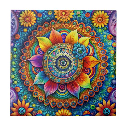 Hippie Art Keramische Tegel Tegeltje (Voorkant)
