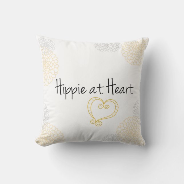 "Hippie at Heart" Square Pillow Kussen (Voorkant)