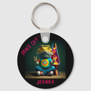 Hippie Baardagaam Vrede Retro Maatwerk Sleutelhanger