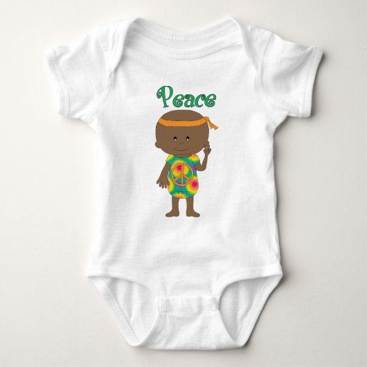 Hippie Baby Peace African American Romper (Voorkant)