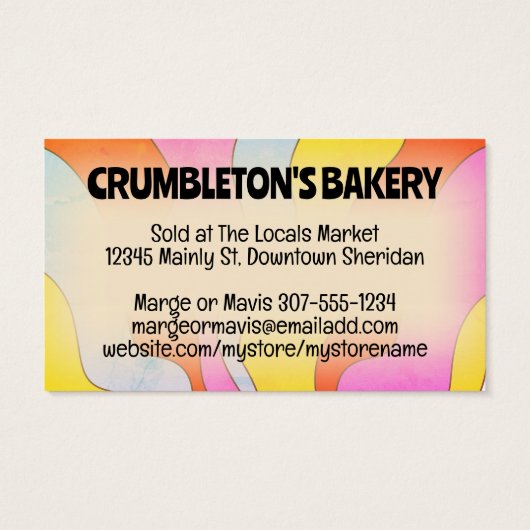 Hippie bakken ingrediënten bakkerij visitekaartje (Achterkant)