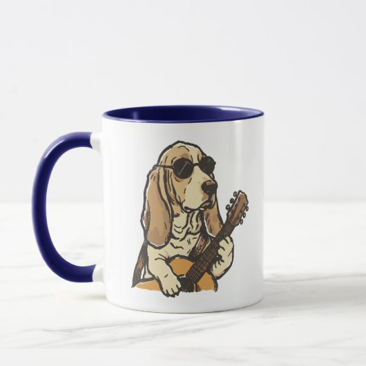 Hippie Beagle die Gitaar Speelt Mok (Links)