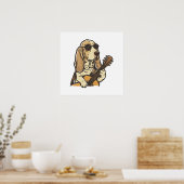 Hippie Beagle die Gitaar Speelt Poster (Keuken)