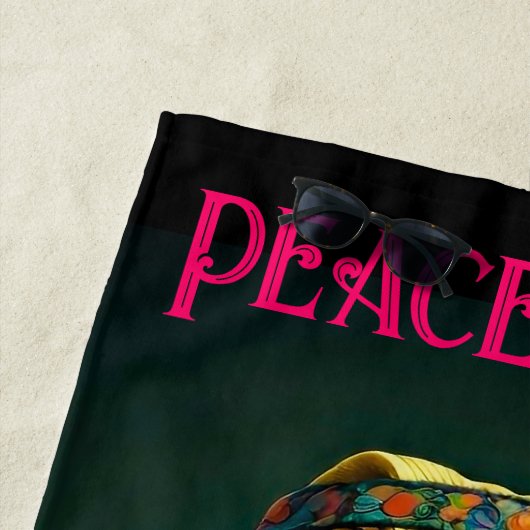 Hippie Bearded Dragon Peace Retro Custom Strandlaken (In situ)