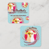 Hippie beatnik schaap breien kroeshaak logo vierkante visitekaartje (Voorkant / Achterkant)