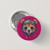 Hippie-Beer I Ronde Button 3,2 Cm (Voorkant /achterkant)