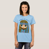 Hippie bij Heart Cute Big Eye Blue Hippie Chick T-shirt (Voorkant volledig)