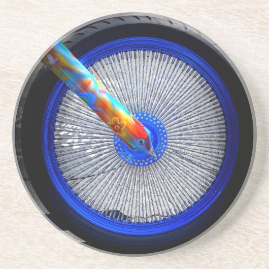 Hippie Bike Zandsteen Onderzetter (Voorkant)