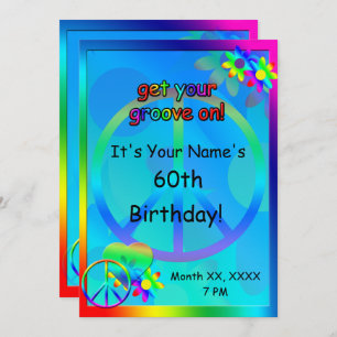 Hippie Birthday Custom Invitation Kaart