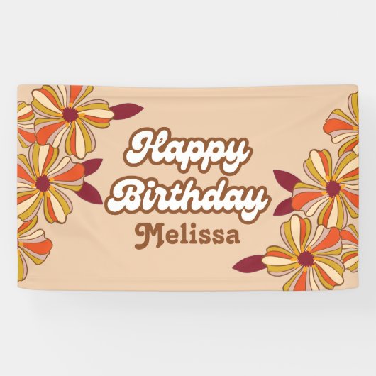 Hippie Bloem Retro 70s 30e Verjaardag Banner (Horizontaal)