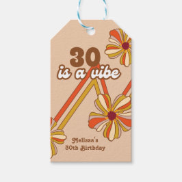 Hippie Bloem Retro 70s Zigzag 30e Verjaardag Cadeaulabel