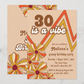 Hippie Bloem Retro 70s Zigzag 30e Verjaardag Kaart (Voorkant / Achterkant)