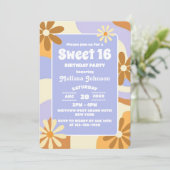 Hippie Bloem Retro Groovy Funky Kleurrijk Zoet 16 Kaart (Staand voorkant)