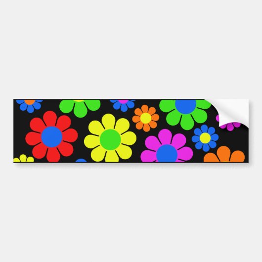 Hippie Bloemcollage Bumpersticker (Voorkant)