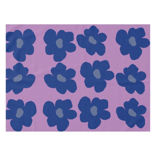 Hippie bloemen blauw tafelkleed (Voorkant (Horizontaal))