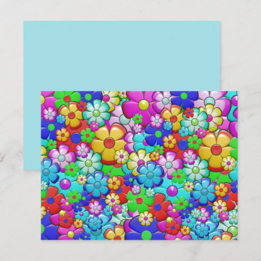 Hippie bloemen briefkaart (Voorkant / Achterkant)
