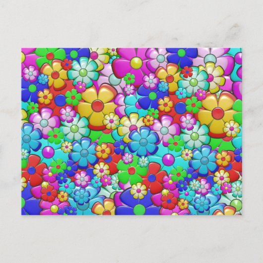 Hippie bloemen briefkaart (Voorkant)