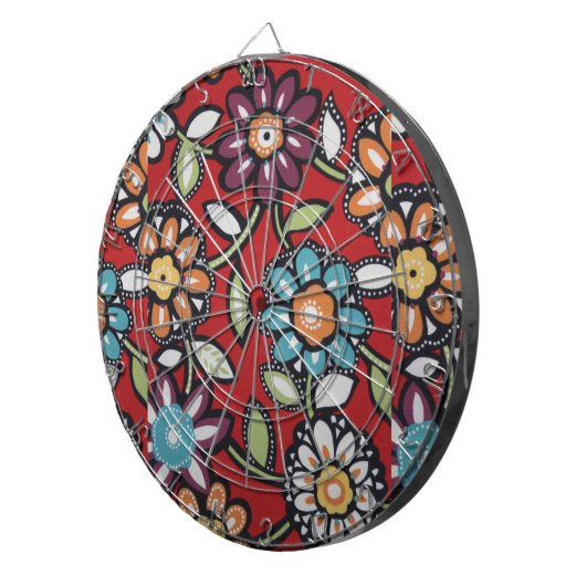hippie bloemen dartboard dartbord (Voorkant Rechts)