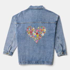 Hippie Bloemen Hart Dames Denim Jacket