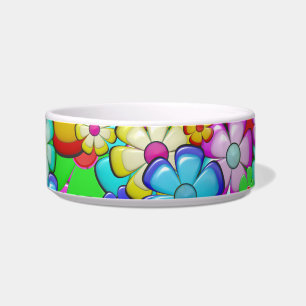 hippie bloemen kattenvoer voerbakje