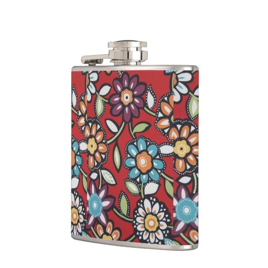 hippie bloemen kolf heupfles (Links)