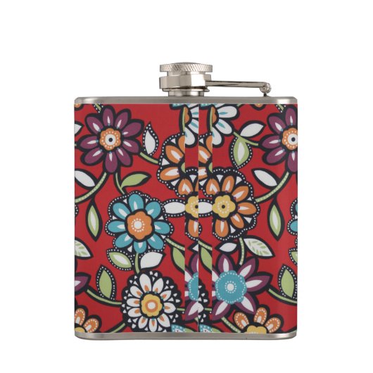 hippie bloemen kolf heupfles (Achterkant)