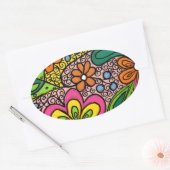 Hippie Bloemen Ontwerp Ovale Sticker (Envelop)
