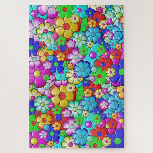 Hippie bloemen puzzel legpuzzel (Verticaal)