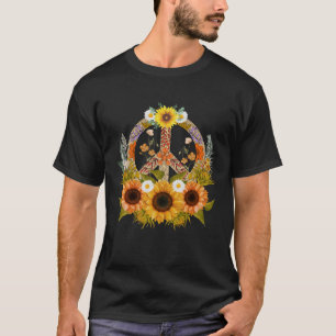Hippie Bloemen Vredesbord Liefde  Zonnebloem T-shirt