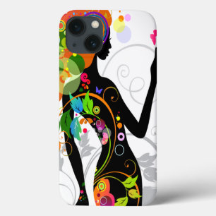 Hippie Bloemenmeisje Silhouette Case-Mate iPhone Case
