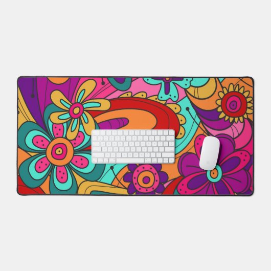Hippie bloemontwerp bureaumat (Keyboard & Muis)