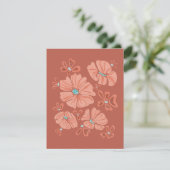 Hippie Blooms: Abstracte Red Flower Power kunstwer (Staand voorkant)