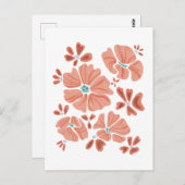 Hippie Blooms: Abstracte Red Flower Power kunstwer Briefkaart (Voorkant / Achterkant)