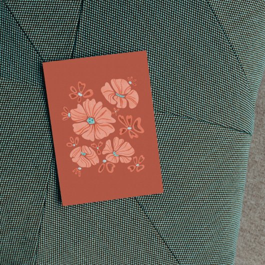 Hippie Blooms: Abstracte Red Flower Power kunstwer Feestdagenkaart