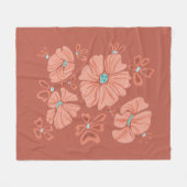 Hippie Blooms: Abstracte Red Flower Power kunstwer Fleece Deken (Voorkant (Horizontaal))