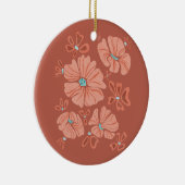 Hippie Blooms: Abstracte Red Flower Power kunstwer Keramisch Ornament (Rechts)