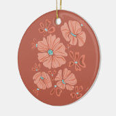 Hippie Blooms: Abstracte Red Flower Power kunstwer Keramisch Ornament (Links)