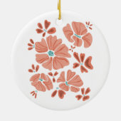 Hippie Blooms: Abstracte Red Flower Power kunstwer Keramisch Ornament (Achterkant)