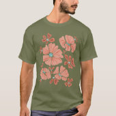 Hippie Blooms: Abstracte Red Flower Power kunstwer T-shirt (Voorkant)