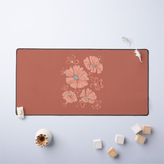 Hippie Blooms: Abstracte rode bloemkracht Bureaumat (Kindertafel)